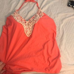Coral takini swimsuit top